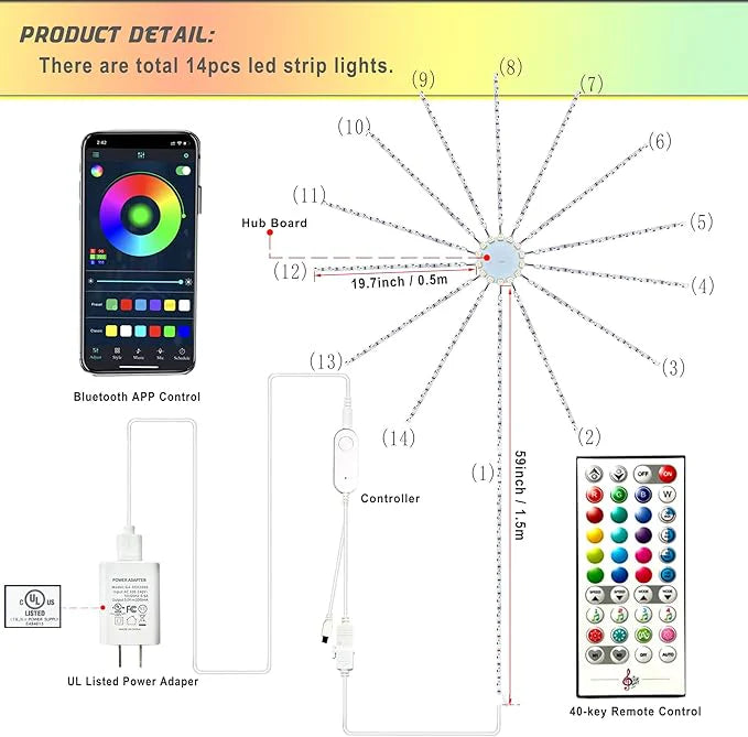 WiFi Bluetooth Smart Fireworks LED Light