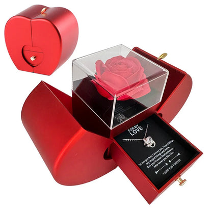 Red Fashion Jewelry Box with Apple & Rose