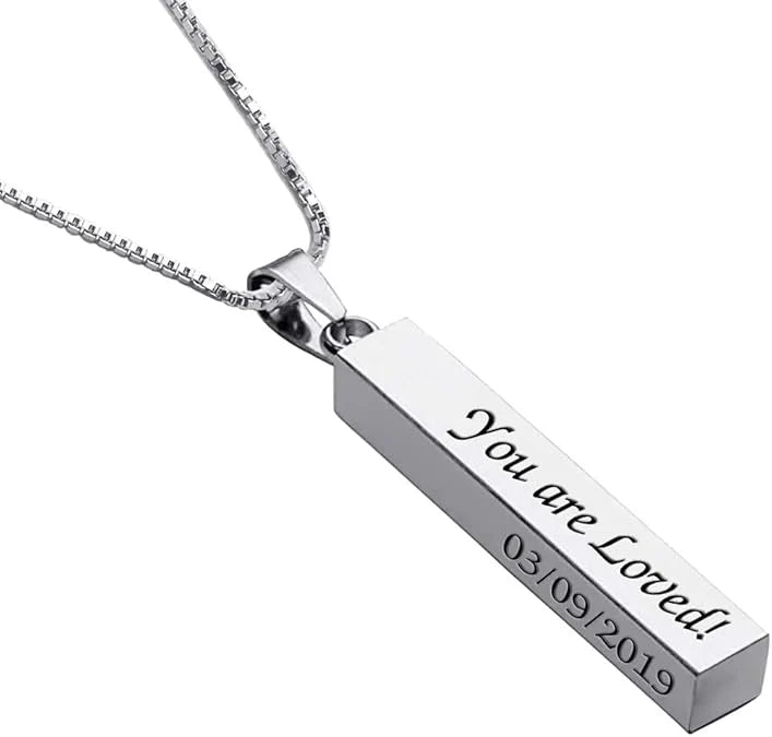 Engraved Vertical Bar Necklace