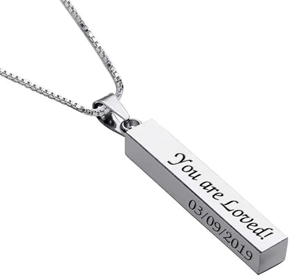 Engraved Vertical Bar Necklace