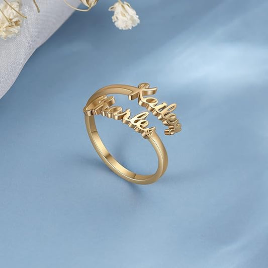 24K Gold Plated Couple Name Ring