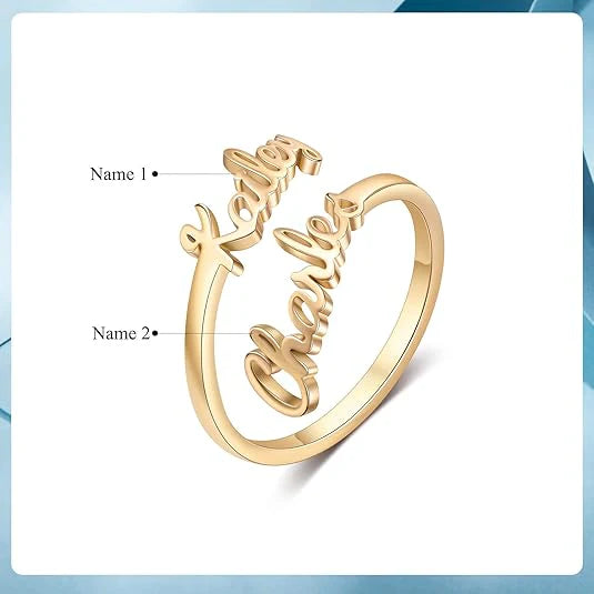 24K Gold Plated Couple Name Ring