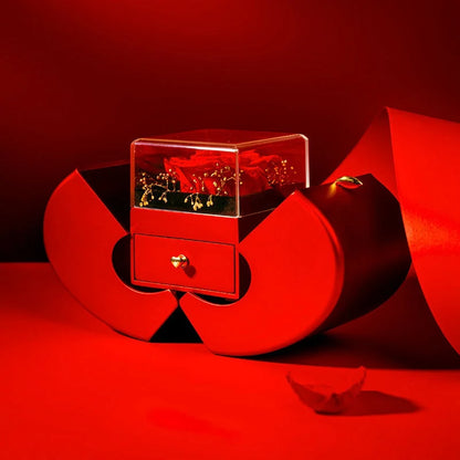 Red Fashion Jewelry Box with Apple & Rose