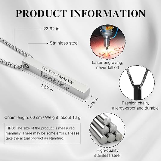 Engraved Vertical Bar Necklace