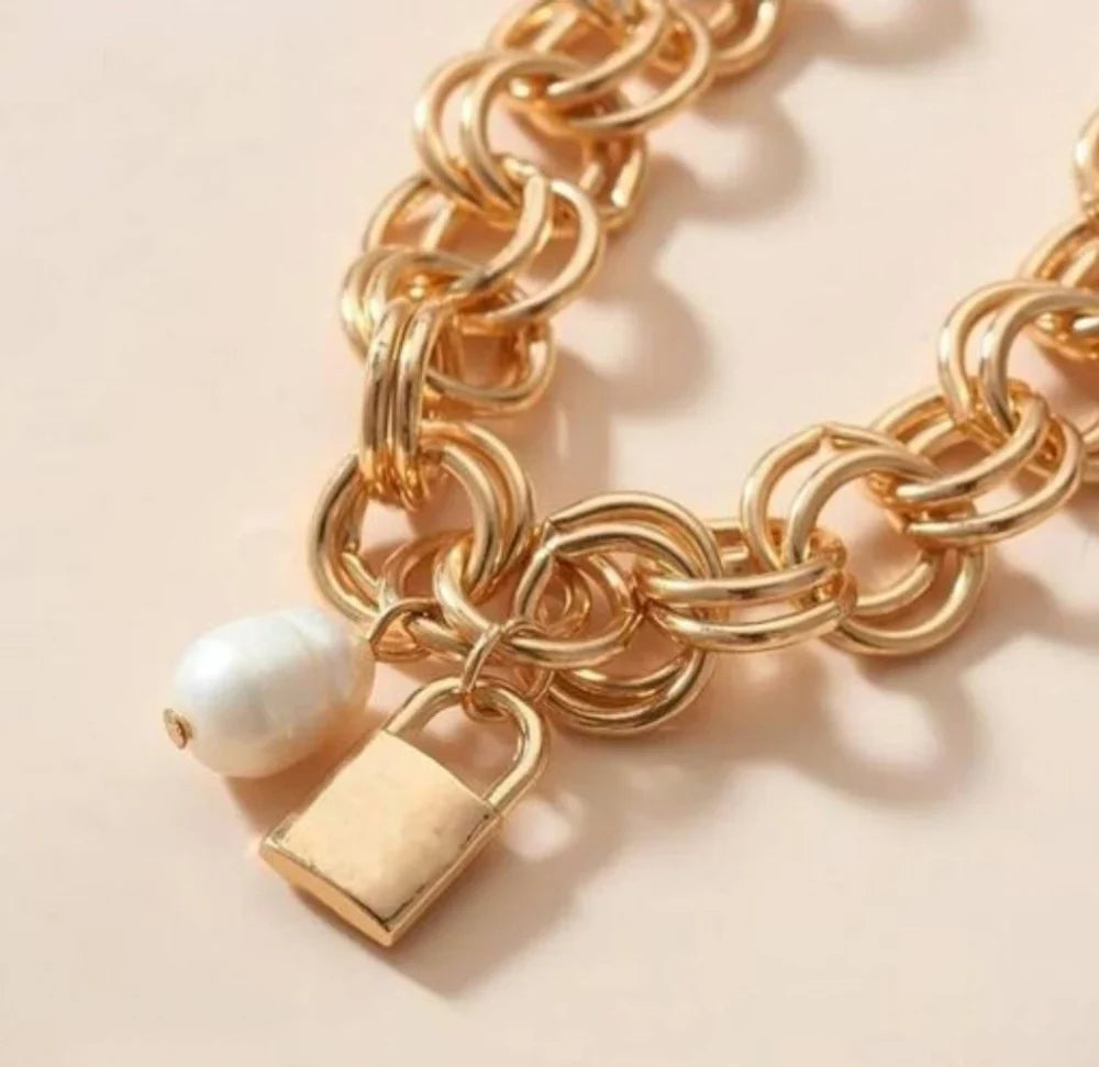 Gold Plated Lock Bracelet