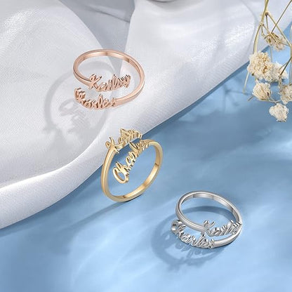 24K Gold Plated Couple Name Ring