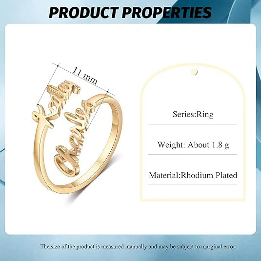 24K Gold Plated Couple Name Ring