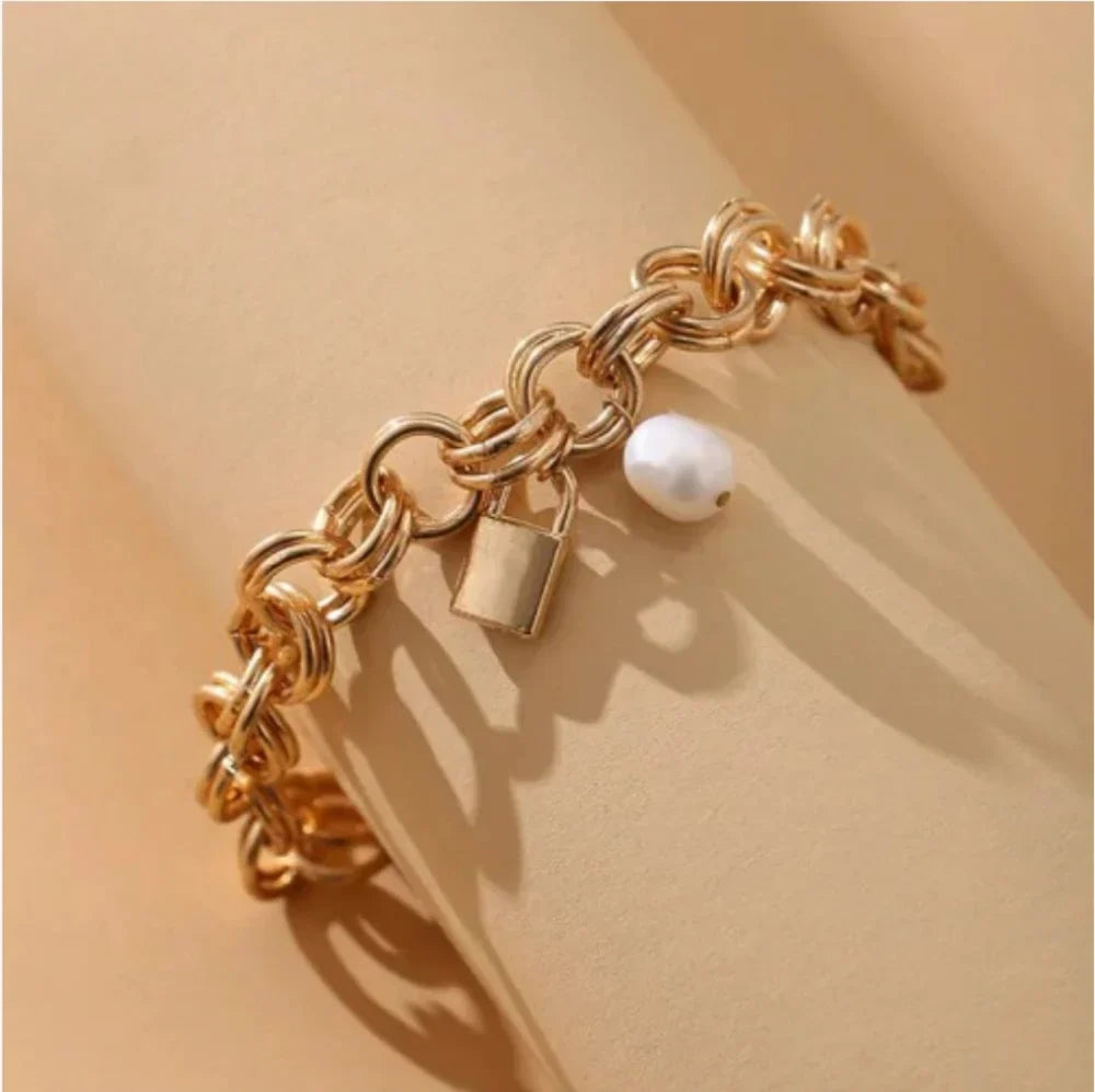 Gold Plated Lock Bracelet