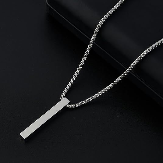Engraved Vertical Bar Necklace