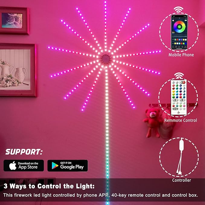 WiFi Bluetooth Smart Fireworks LED Light