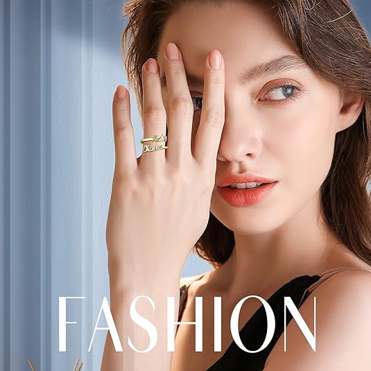 24K Gold Plated Couple Name Ring