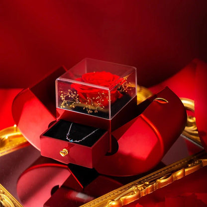 Red Fashion Jewelry Box with Apple & Rose
