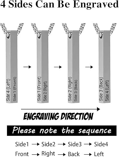 Engraved Vertical Bar Necklace