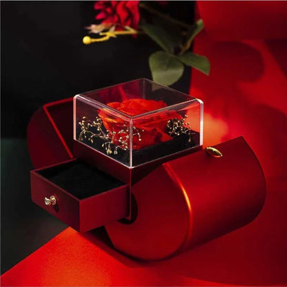Red Fashion Jewelry Box with Apple & Rose