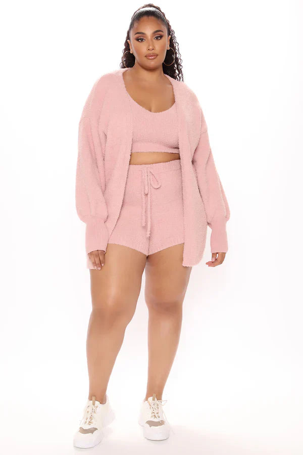 Fuzzy Warm Long-sleeved Jacket Vest Shorts