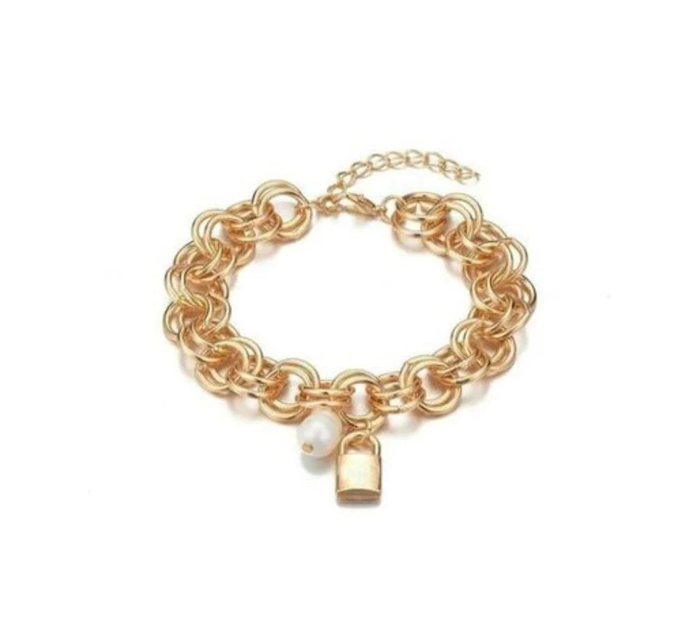 Gold Plated Lock Bracelet
