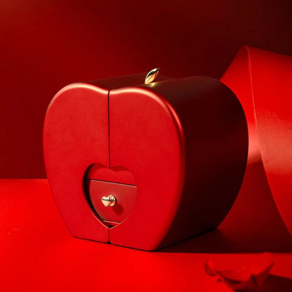 Red Fashion Jewelry Box with Apple & Rose