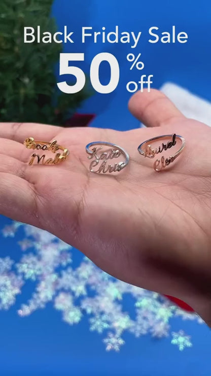 24K Gold Plated Couple Name Ring