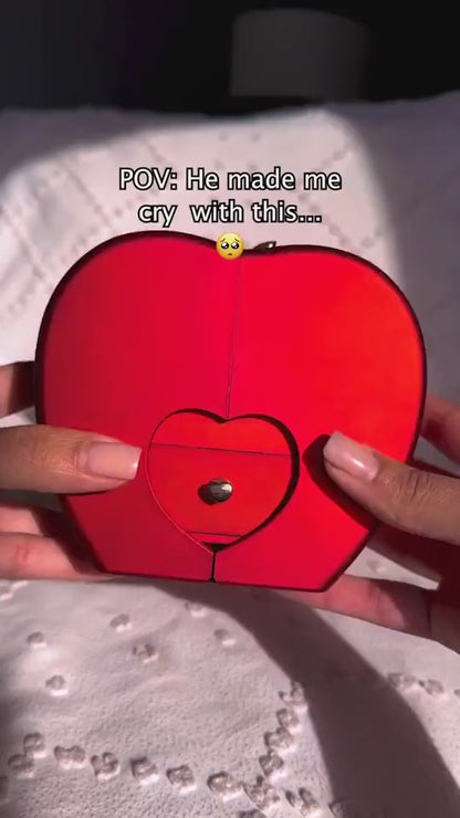 Red Fashion Jewelry Box with Apple & Rose