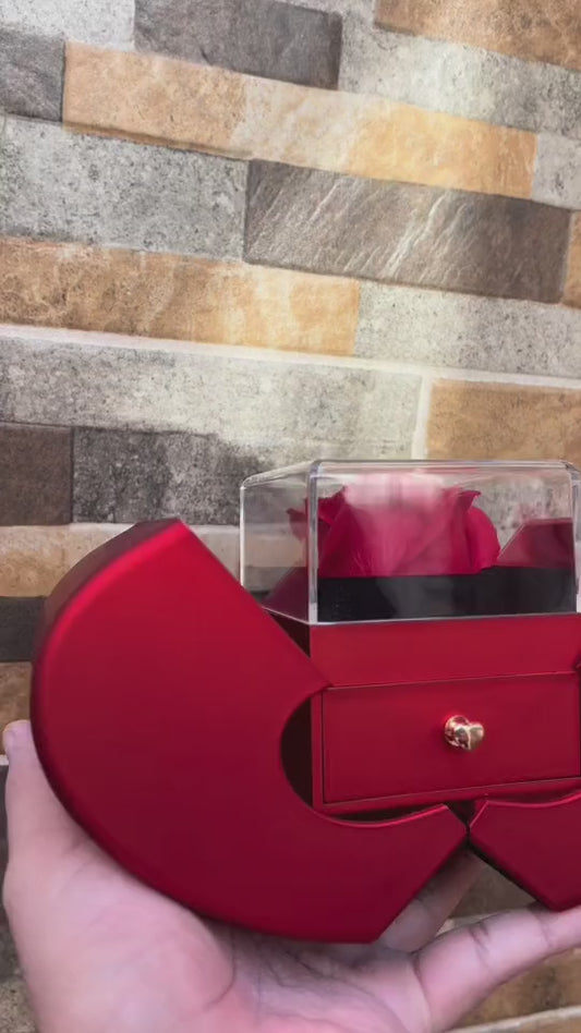Red Fashion Jewelry Box with Apple & Rose
