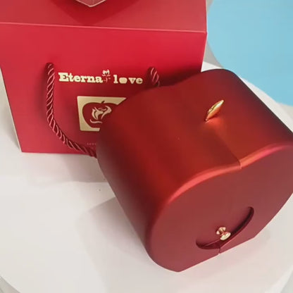 Red Fashion Jewelry Box with Apple & Rose