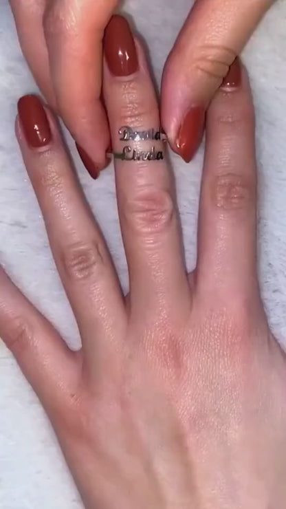 24K Gold Plated Couple Name Ring