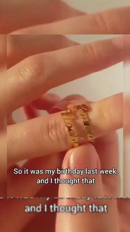 24K Gold Plated Couple Name Ring